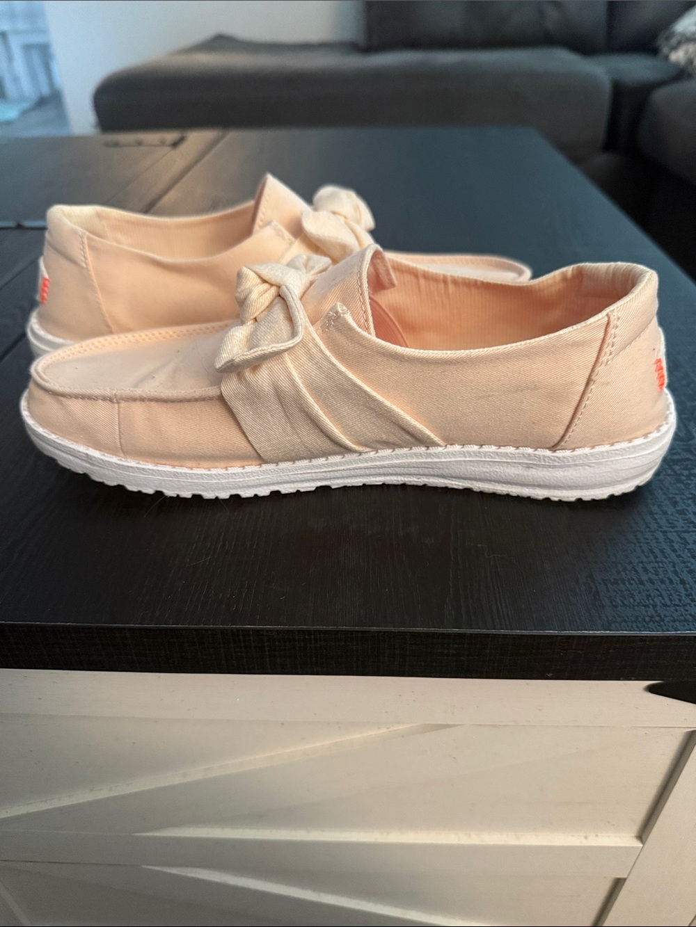 Hey Dude Women's Bow-Tie Slip-On Flats in Peach - Picture 4 of 6